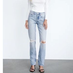 Zara ripped straight jeans